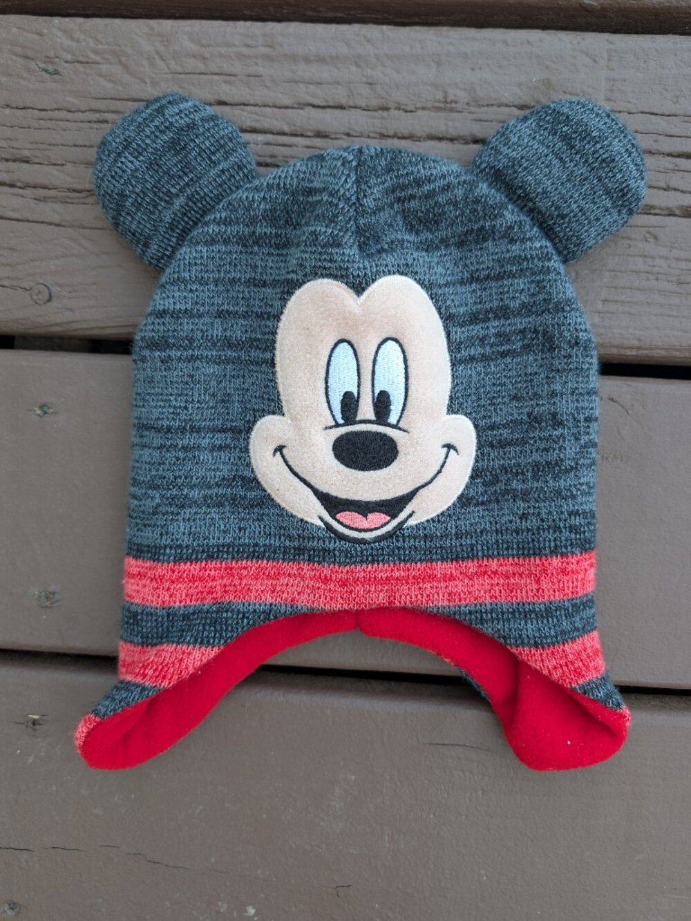 Disney Mickey Mouse Toddler Kids Children Winter Knit Beanie Hat Ears & Flaps